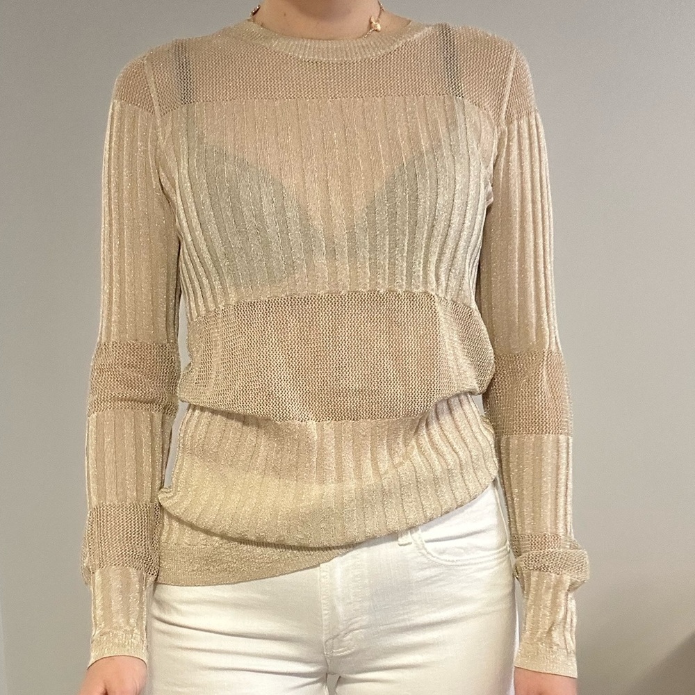 J Brand Knit Metallic Gold Top